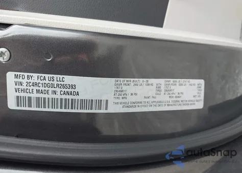 2020 Chrysler Voyager Lxi из США, поврежденный, VIN 2C4RC1DG0LR265393